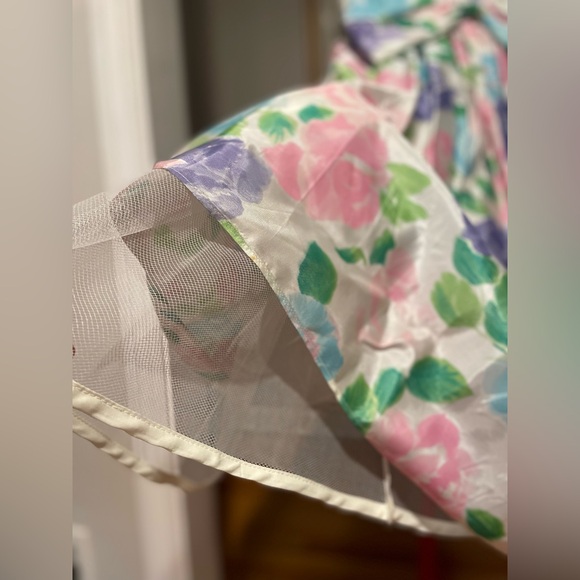 Vintage 80s Gunne Sax Pastel Floral Formal Gown With Bow Details - Picture 12 of 15